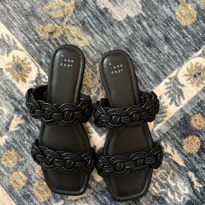 ** A New Day Black Braided Slide Sandals - Size 8
